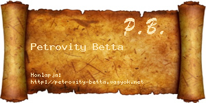 Petrovity Betta névjegykártya